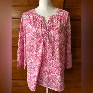 Talbots Pink and White Patterned Blouse